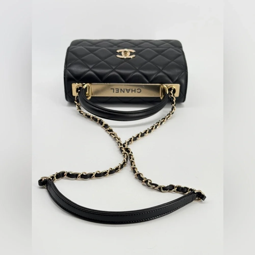 Chanel Trendy CC Small Black Lambskin Top Handle Shoulder Bag